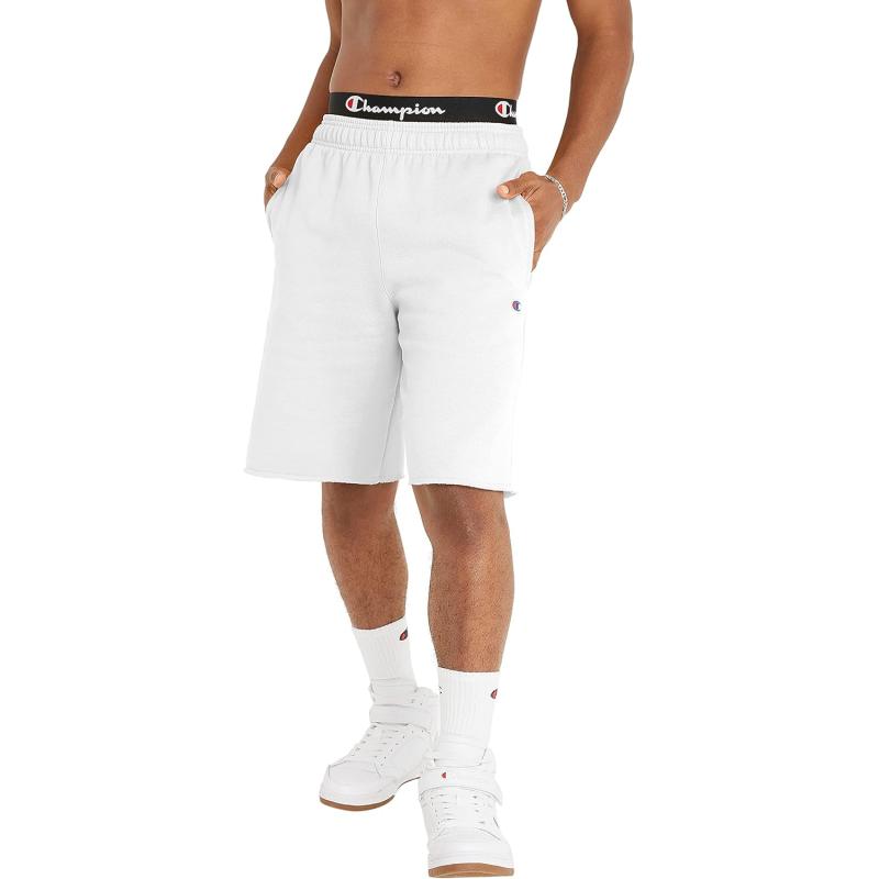 imageChampion Mens Shorts Powerblend Fleece Midweight Shorts Athletic Shorts with Pockets Reg Or Big ampamp TallWhite C Patch Logo