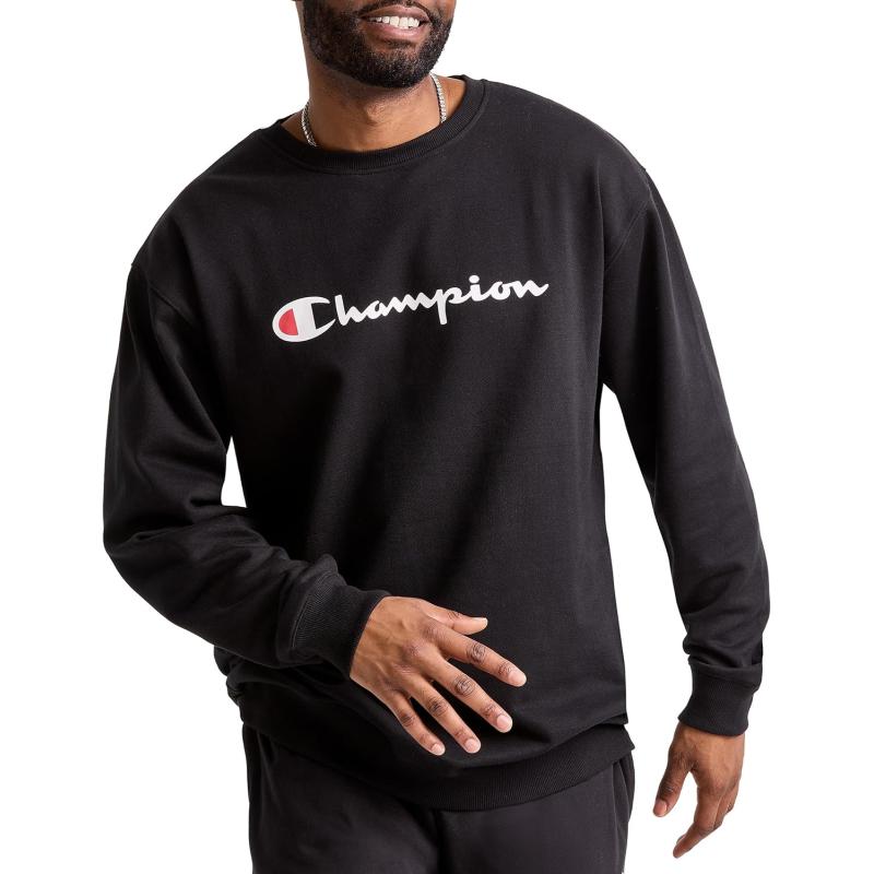 imageChampion Mens Sweatshirt Powerblend Fleece Midweight Crewneck Sweatshirt Reg Or Big ampamp TallBlack Script