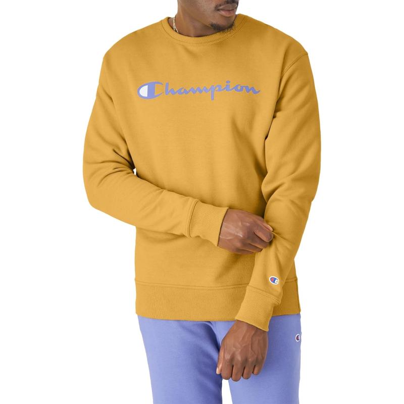 imageChampion Mens Sweatshirt Powerblend Fleece Midweight Crewneck Sweatshirt Reg Or Big ampamp TallRoyal Gold Script