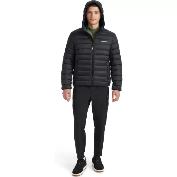 imageChampion Mens Performance Lightweight Puffer Jacket with HoodBlack