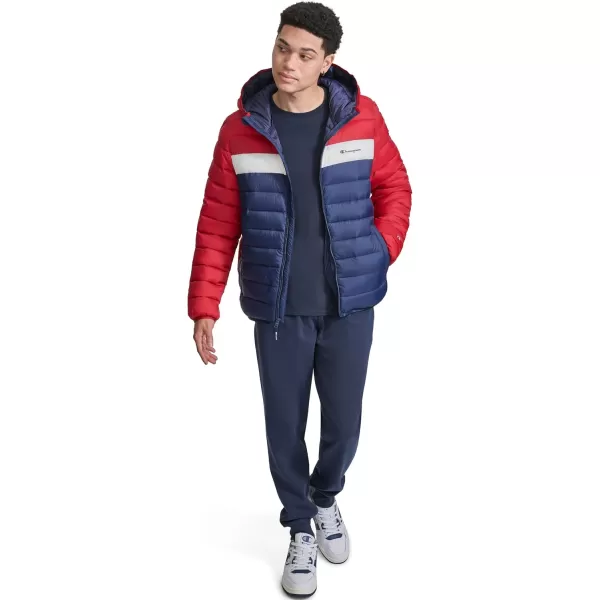 imageChampion Mens Performance Lightweight Puffer Jacket with HoodMidnightIceRed