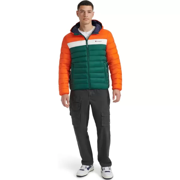 imageChampion Mens Performance Lightweight Puffer Jacket with HoodOrange Combo