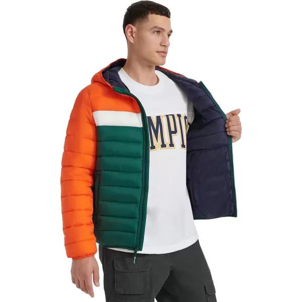 imageChampion Mens Performance Lightweight Puffer Jacket with HoodOrange Combo