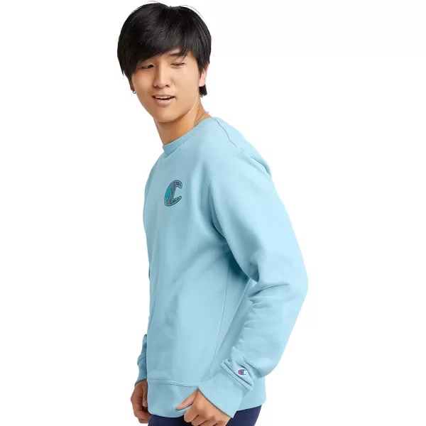 imageChampion Mens Sweatshirt Powerblend Fleece Midweight Crewneck Sweatshirt Reg Or Big ampamp TallOcean Boat Blue Faux Quilt C