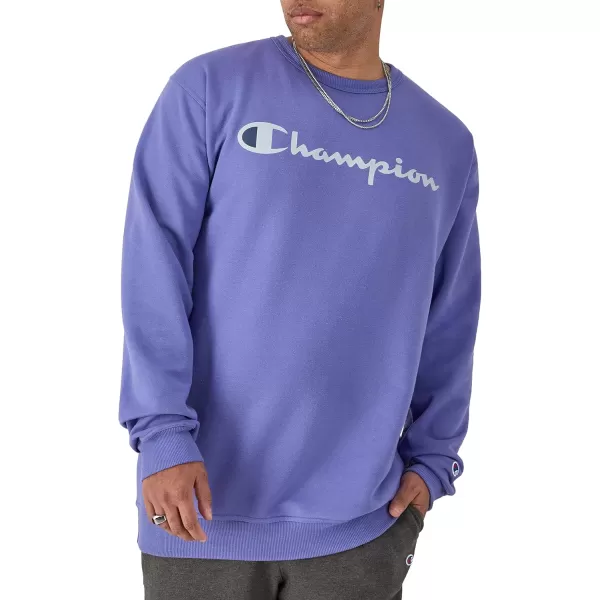 imageChampion Mens Sweatshirt Powerblend Fleece Midweight Crewneck Sweatshirt Reg Or Big ampamp TallStone Crush Blue Script