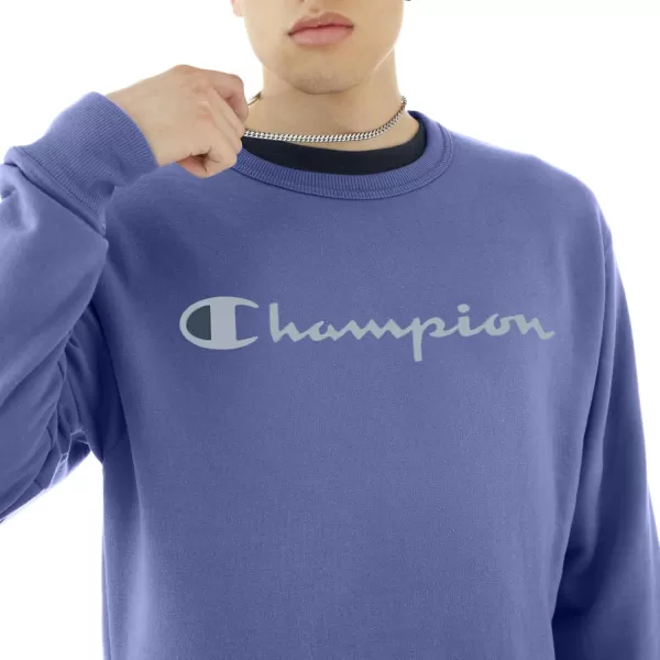 imageChampion Mens Sweatshirt Powerblend Fleece Midweight Crewneck Sweatshirt Reg Or Big ampamp TallStone Crush Blue Script