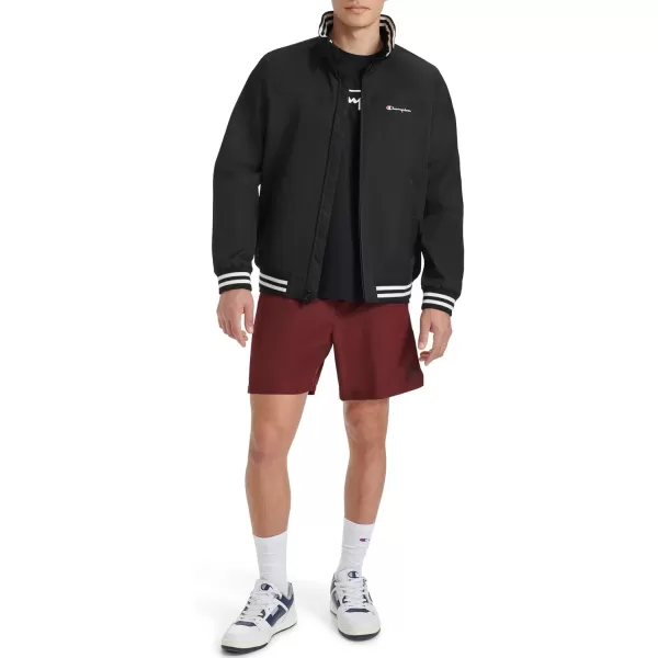 imageChampion Mens Water Resistant Varsity Bomber Jacket with Flex Stand CollarBlack