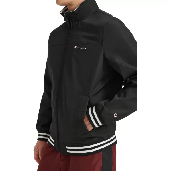 imageChampion Mens Water Resistant Varsity Bomber Jacket with Flex Stand CollarBlack