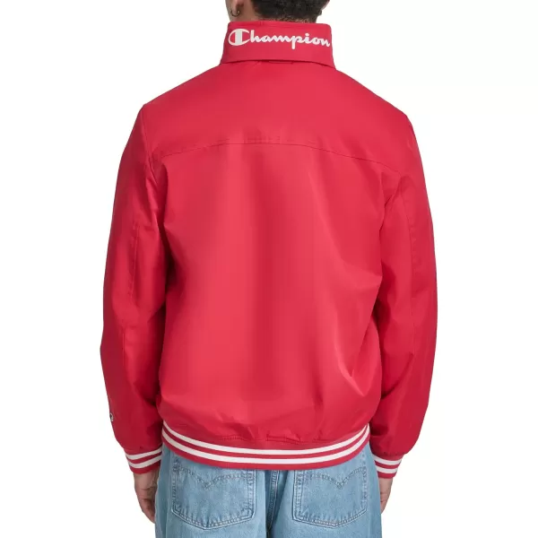 imageChampion Mens Water Resistant Varsity Bomber Jacket with Flex Stand CollarChili Pepper
