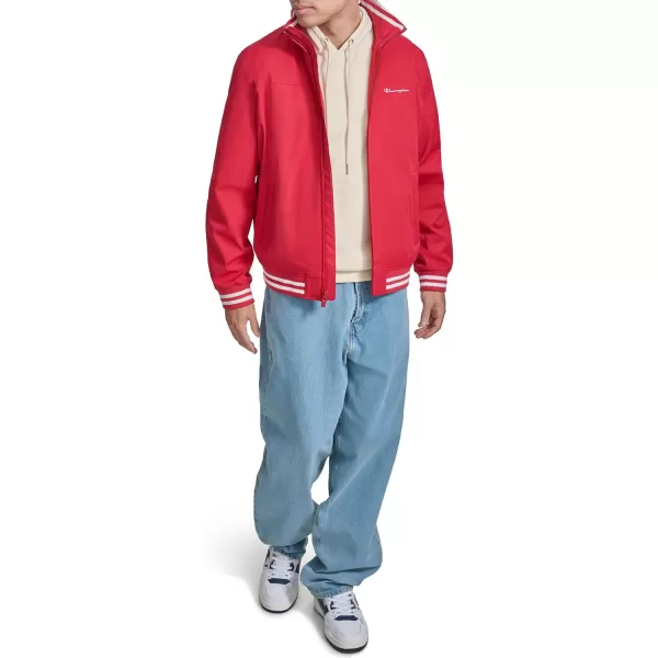imageChampion Mens Water Resistant Varsity Bomber Jacket with Flex Stand CollarChili Pepper
