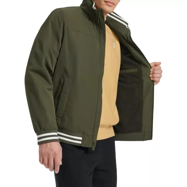 imageChampion Mens Water Resistant Varsity Bomber Jacket with Flex Stand CollarForest Night