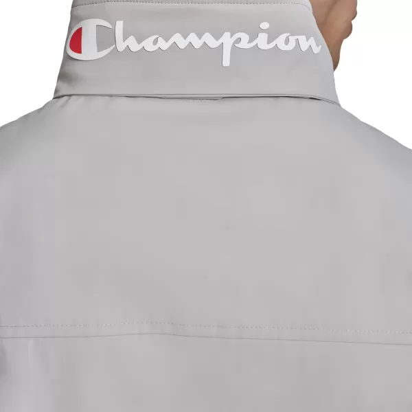 imageChampion Mens Water Resistant Varsity Bomber Jacket with Flex Stand CollarOyster