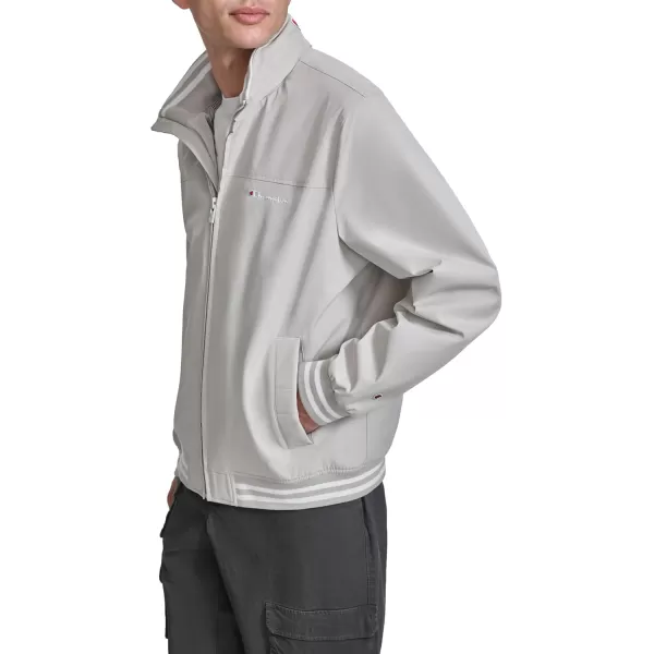 imageChampion Mens Water Resistant Varsity Bomber Jacket with Flex Stand CollarOyster