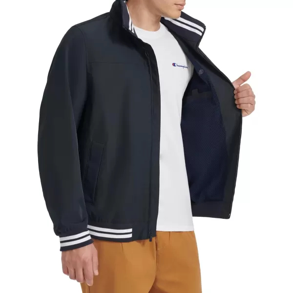 imageChampion Mens Water Resistant Varsity Bomber Jacket with Flex Stand CollarPeacoat