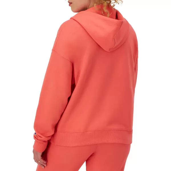 imageChampion Womens Fullzip Hoodie Powerblend Fleece Sweatshirt Hoodie Sweatshirt for Women Plus Size AvailableHigh Tide Coral C Logo