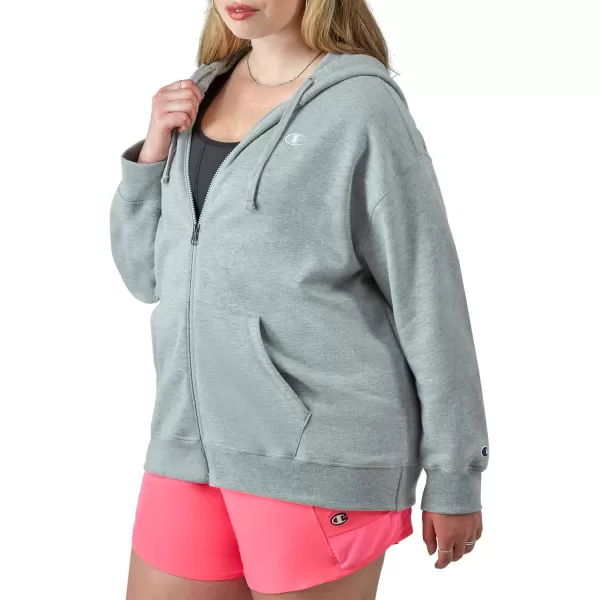 imageChampion Womens Fullzip Hoodie Powerblend Fleece Sweatshirt Hoodie Sweatshirt for Women Plus Size AvailableOxford Gray C Logo