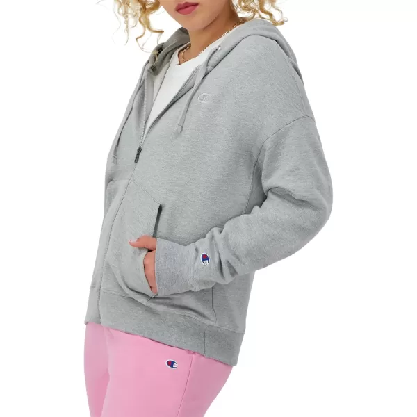 imageChampion Womens Fullzip Hoodie Powerblend Fleece Sweatshirt Hoodie Sweatshirt for Women Plus Size AvailableOxford Gray C Logo