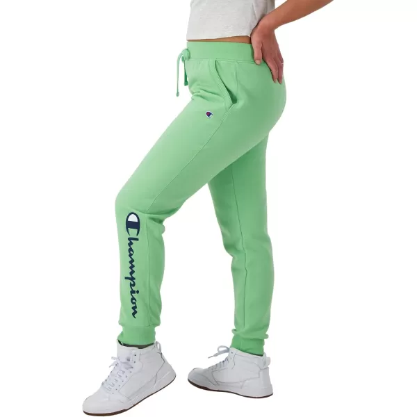 imageChampion Womens Joggers Powerblend Fleece Joggers Comfortable Pants for Women 29quot Plus Size AvailableHappy Spring Green Script