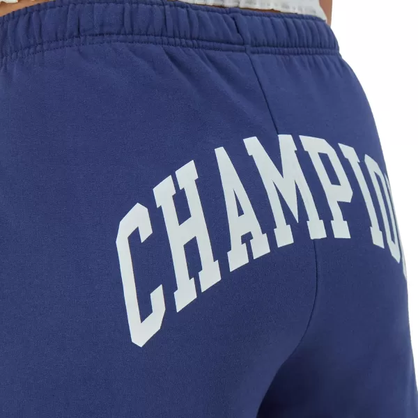 imageChampion Womens Shorts Powerblend Fleece Shorts Comfortable Shorts for Women 65quotBlown Glass Blue Block Arch Champion