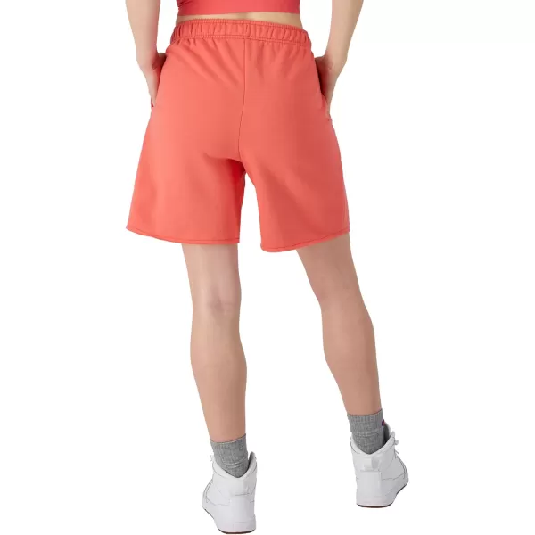 imageChampion Womens Shorts Powerblend Fleece Shorts Comfortable Shorts for Women 65quotHigh Tide Coral