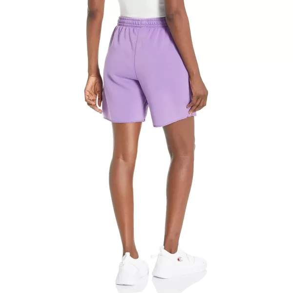 imageChampion Womens Shorts Powerblend Fleece Shorts Comfortable Shorts for Women 65quotSolar Wash Creative Mauve Arch Over C