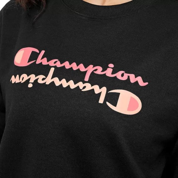 imageChampion Womens Sweatshirt Powerblend Crewneck for Women Script Plus Size AvailableBlack Mirrored Puff Script