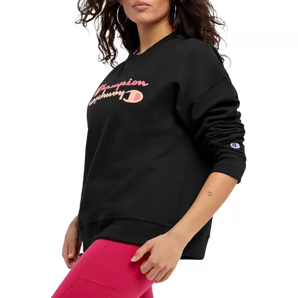 imageChampion Womens Sweatshirt Powerblend Crewneck for Women Script Plus Size AvailableBlack Mirrored Puff Script