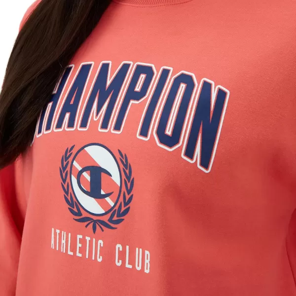 imageChampion Womens Sweatshirt Powerblend Crewneck for Women Script Plus Size AvailableHigh Tide Coral Champion Athletic Club