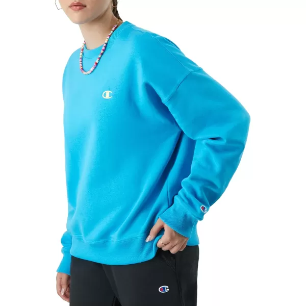 imageChampion Womens Sweatshirt Powerblend Crewneck for Women Script Plus Size AvailableNew Palatinate Blue C Logo