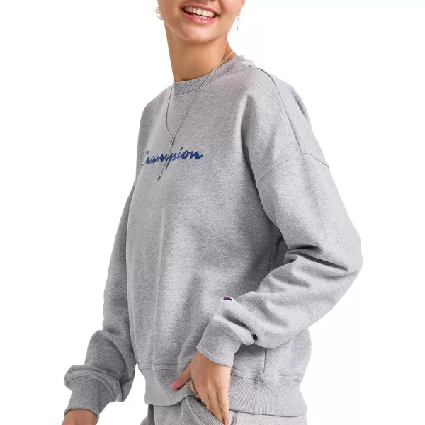 imageChampion Womens Sweatshirt Powerblend Crewneck for Women Script Plus Size AvailableOxford Gray Script