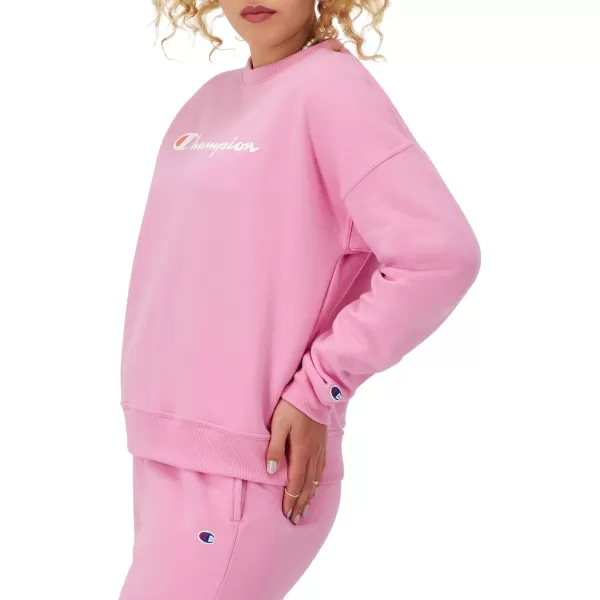 imageChampion Womens Sweatshirt Powerblend Crewneck for Women Script Plus Size AvailableSpirited Pink Script