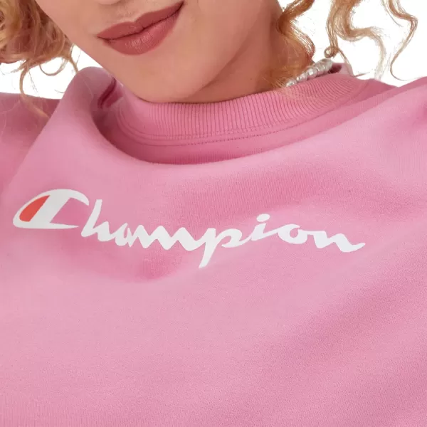 imageChampion Womens Sweatshirt Powerblend Crewneck for Women Script Plus Size AvailableSpirited Pink Script