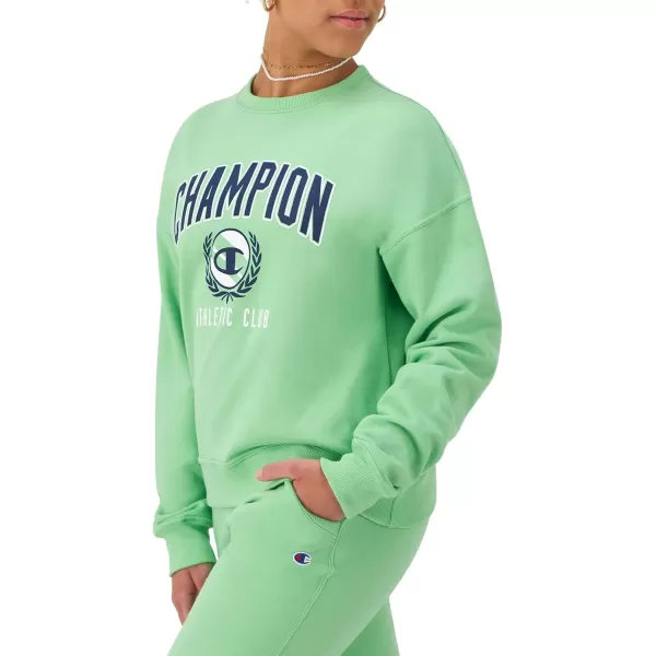 imageChampion Womens Sweatshirt Powerblend Crewneck for Women Script Plus Size AvailableSpring Green Champion Athletic Club