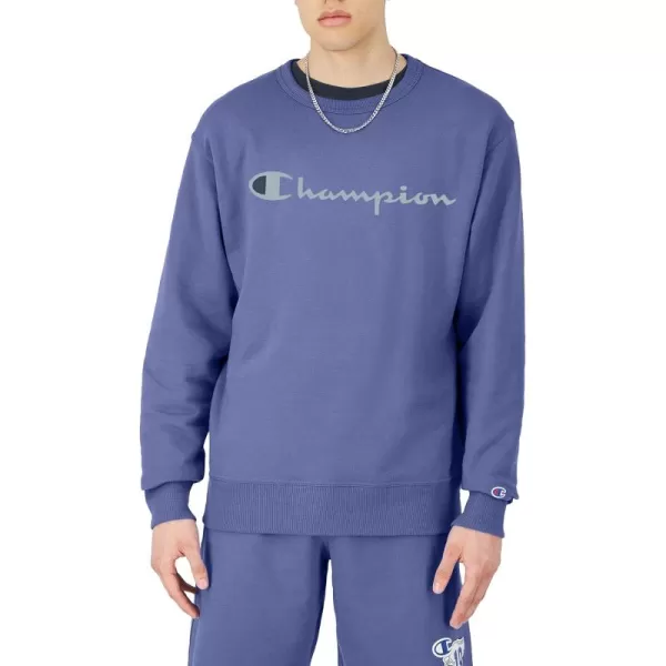 imageChampion Mens Sweatshirt Powerblend Fleece Midweight Crewneck Sweatshirt Reg Or Big ampamp TallStone Crush Blue Script