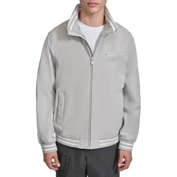 imageChampion Mens Water Resistant Varsity Bomber Jacket with Flex Stand CollarOyster