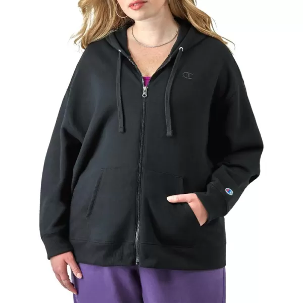 imageChampion Womens Fullzip Hoodie Powerblend Fleece Sweatshirt Hoodie Sweatshirt for Women Plus Size AvailableBlack C Logo