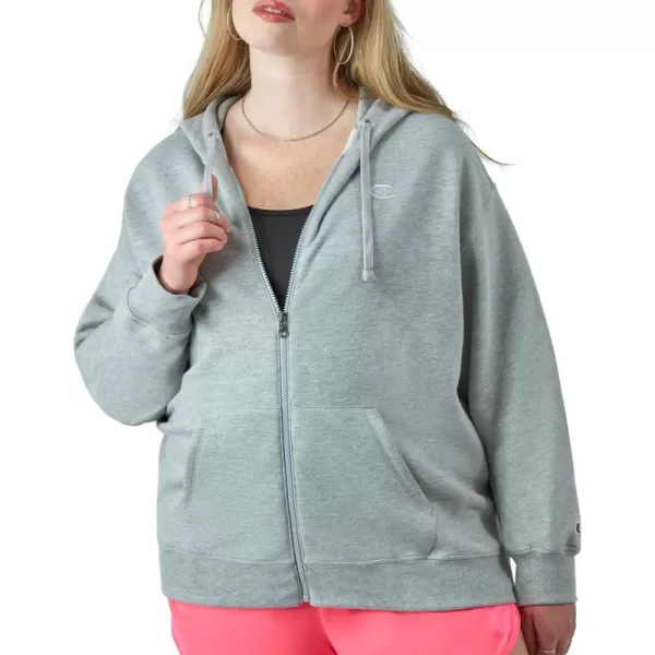 imageChampion Womens Fullzip Hoodie Powerblend Fleece Sweatshirt Hoodie Sweatshirt for Women Plus Size AvailableOxford Gray C Logo