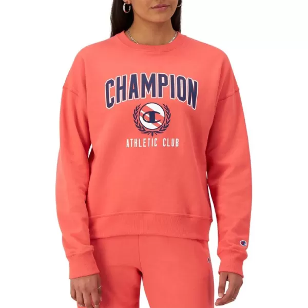 imageChampion Womens Sweatshirt Powerblend Crewneck for Women Script Plus Size AvailableHigh Tide Coral Champion Athletic Club