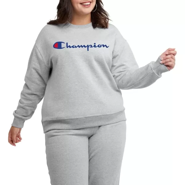 imageChampion Womens Sweatshirt Powerblend Crewneck for Women Script Plus Size AvailableOxford Gray Script