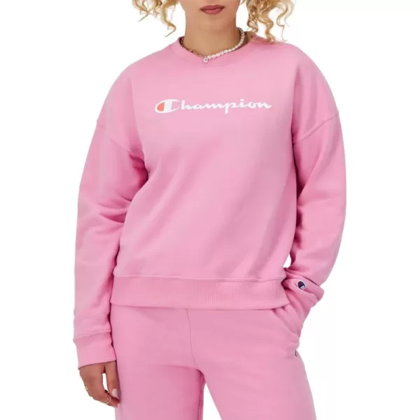 imageChampion Womens Sweatshirt Powerblend Crewneck for Women Script Plus Size AvailableSpirited Pink Script