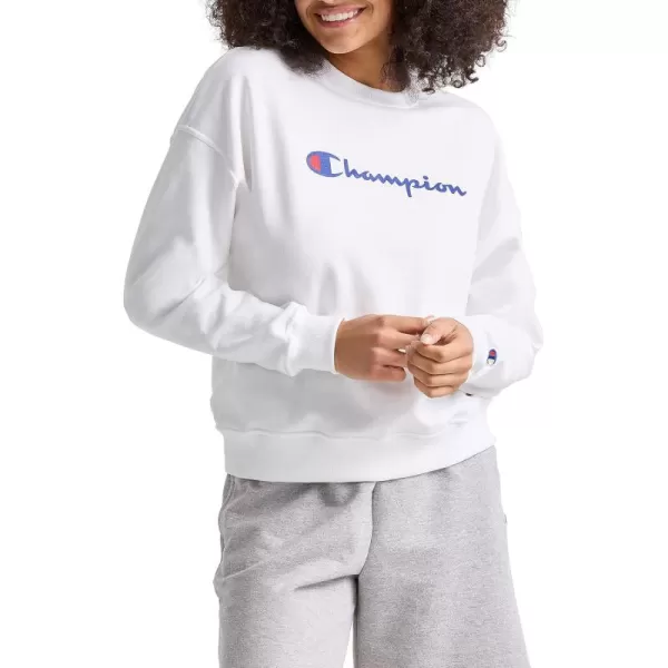 imageChampion Womens Sweatshirt Powerblend Crewneck for Women Script Plus Size AvailableWhite Script