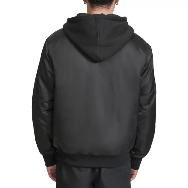 imageChampion Mens Hooded Varsity Bomber Jacket with Quilted LiningBlack