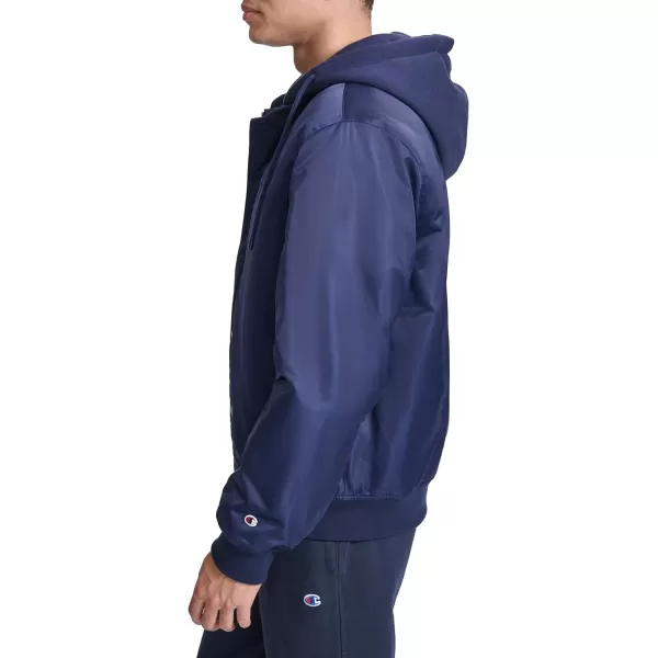 imageChampion Mens Hooded Varsity Bomber Jacket with Quilted LiningPeacoat