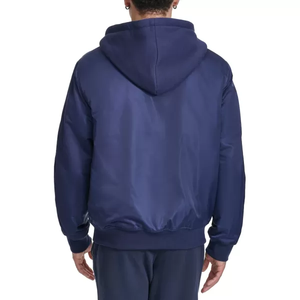 imageChampion Mens Hooded Varsity Bomber Jacket with Quilted LiningPeacoat