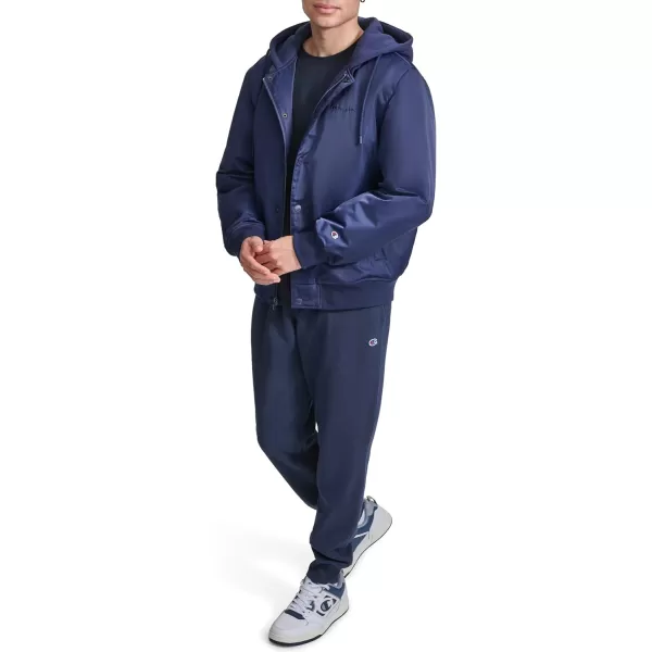 imageChampion Mens Hooded Varsity Bomber Jacket with Quilted LiningPeacoat