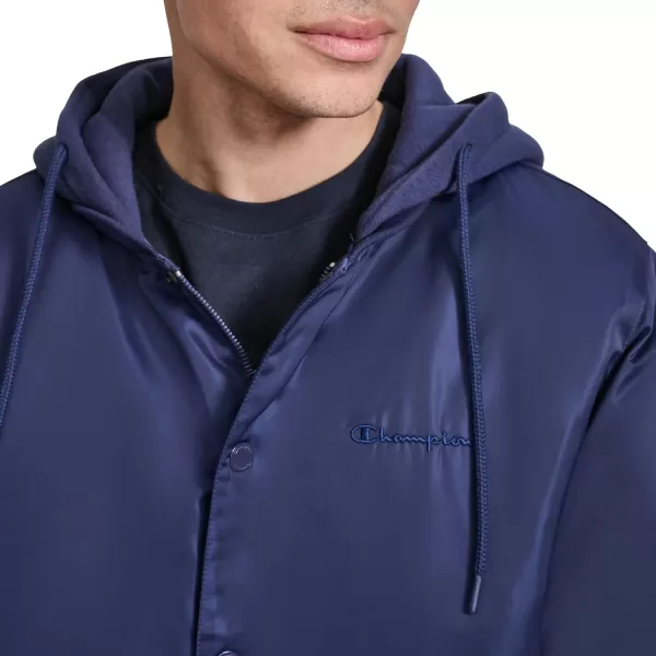 imageChampion Mens Hooded Varsity Bomber Jacket with Quilted LiningPeacoat