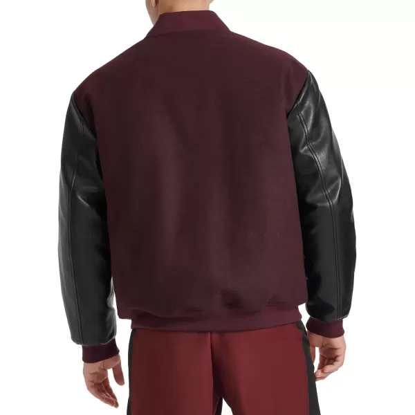 imageChampion Mens Letterman Varsity Bomber Jacket with Faux Leather SleevesBurgundyBlack