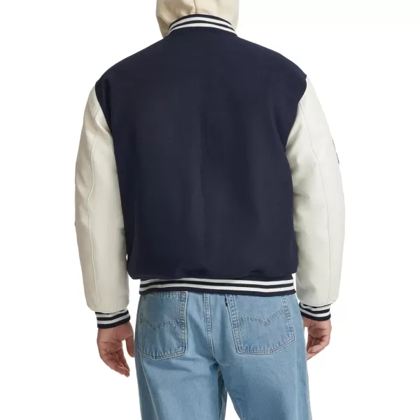imageChampion Mens Letterman Varsity Bomber Jacket with PatchesNavyWhite