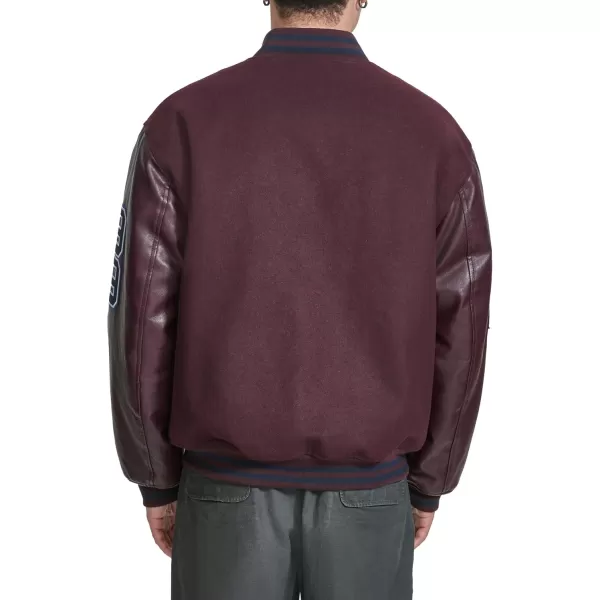 imageChampion Mens Letterman Varsity Bomber Jacket with PatchesWine