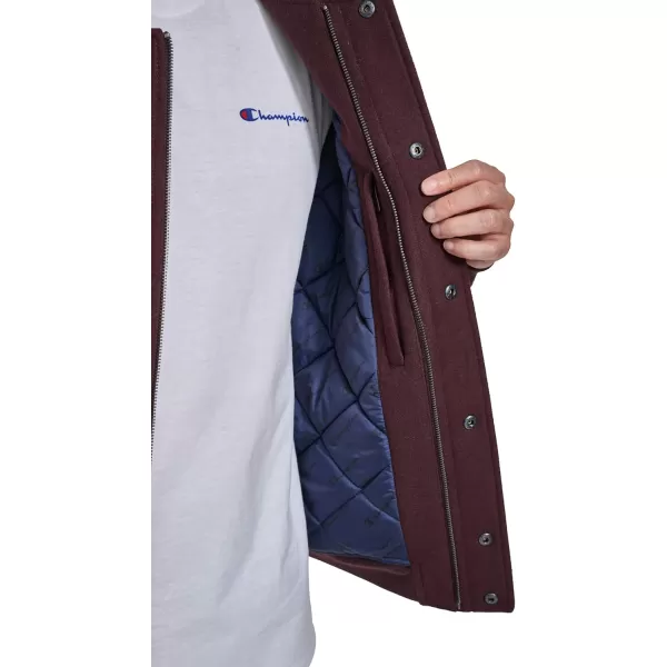 imageChampion Mens Letterman Varsity Bomber Jacket with PatchesWine